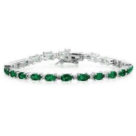 White Gold Diamond and Emerald Bracelet