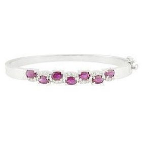 14k White Gold Ruby and Diamond Bangle Bracelet
