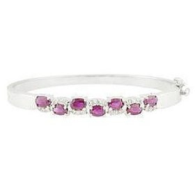 14k White Gold Ruby and Diamond Bangle Bracelet