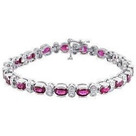 14K White Gold Ruby and Diamond Bracelet