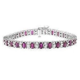 14K White Gold Ruby and Diamond Bracelet