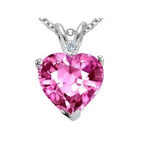 Heart Pink Sapphire and Genuine Diamond Pendant