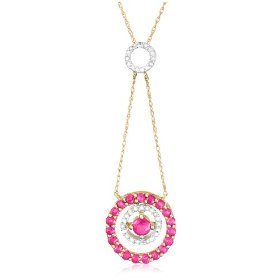 Ruby and Diamond Circle Pendant