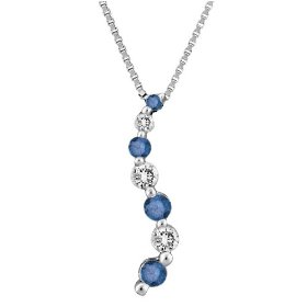 Blue and White Diamond Journey of Love Curve Pendant