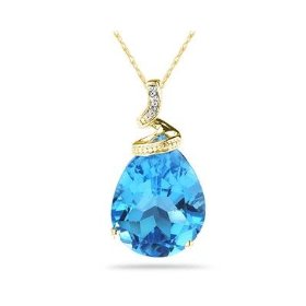 Blue Topaz and Diamond Pendant (Gold)