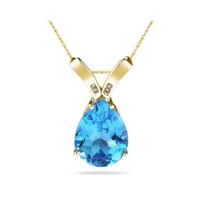 Blue Topaz and Diamon Pendant (Gold)