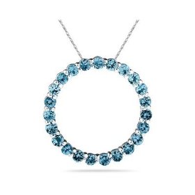 Blue Topaz Circle Pendand in Sterling Silver