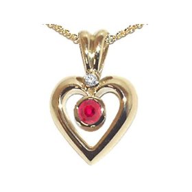 Genuine Ruby and Diamond Heart Shape Pendant