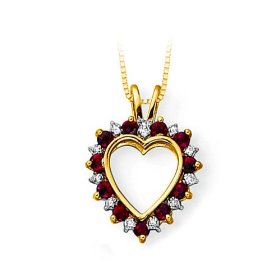 Heart Diamond Ruby Pendant