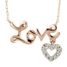 Pink Gold Diamond Love Necklace