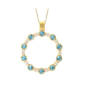 Round Gemstone and Diamond Circle Pendant